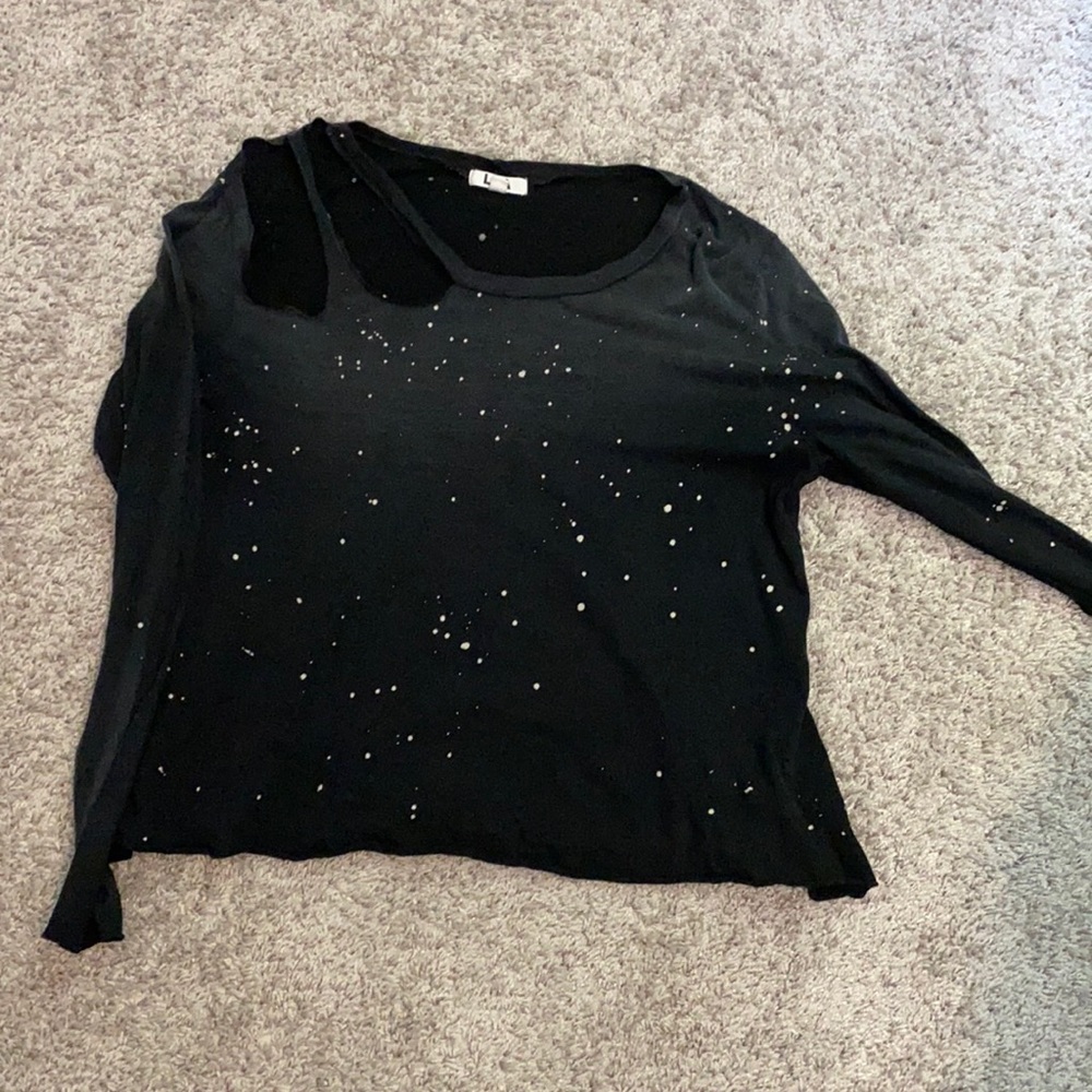 NEVER WORN splatter paint cut out, long sleeve Tee
